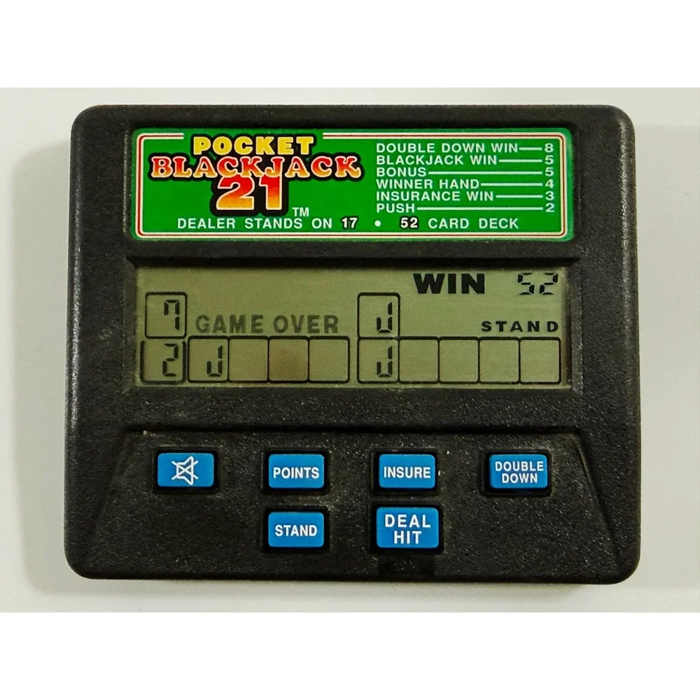 Radica Pocket Blackjack 21 Handheld Game Unisex OS Black Model 1350 Retro LCD